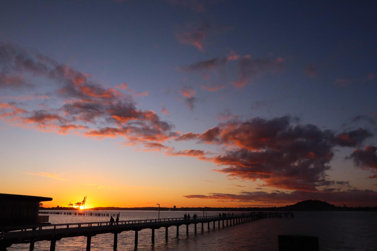 Auckland sunset from the waterfront